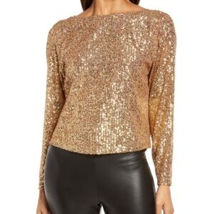 Halogen Gold Sequin Blouse
